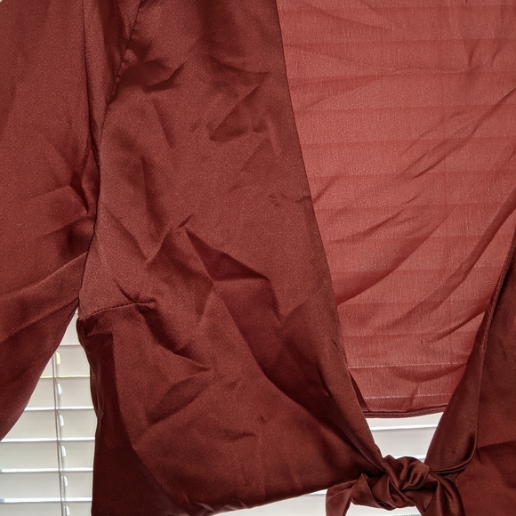 Dusty Rose, Tie Front Crop Top - Picture 2 of 3